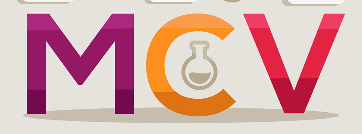 MCV _ Volumen corpuscular medio, letras e iconos, 