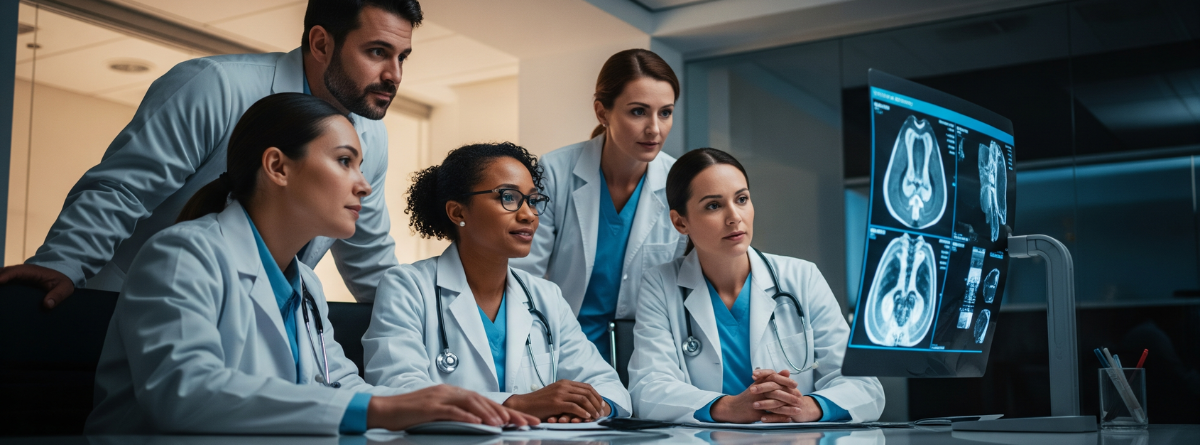 Médicos viendo un diagnóstico clínico