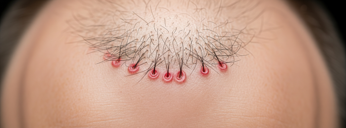 Persona calva con injerto de pelo