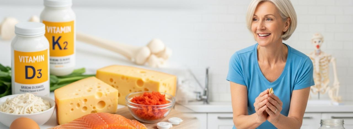 persona adulta con vitaminas d3 y k2