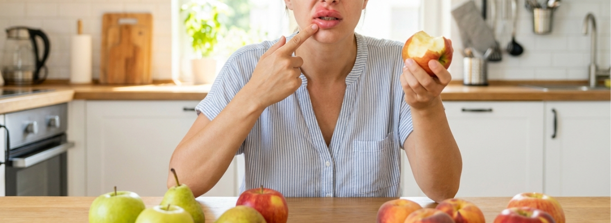 persona con síntomas de alergia relacionados con la profilina en alimentos